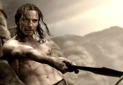 Michael Fassbender shirtless in 300